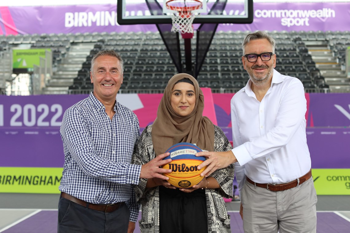 Photograph of BE CEO Stewart Kellett, Birmingham City Councillor Mariam Khan and Sport England CEO Tim Hollingsworth